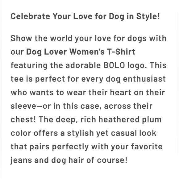 Dog is Good "Dog Lover" Bolo Logo T-shirt Plum ~ Small - Picture 6 of 7